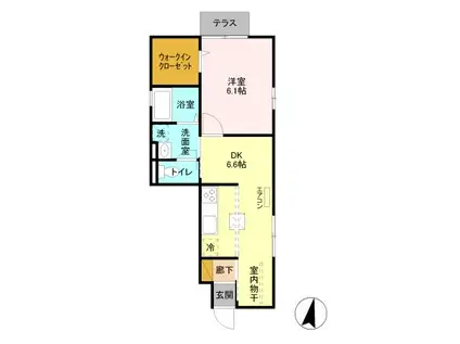 ＪＲ京浜東北線 蕨駅 徒歩32分 2階建 築12年(1DK/1階)の間取り写真