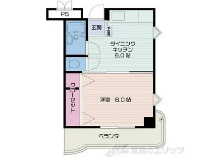 パクトールビル(1DK/4階)の間取り写真