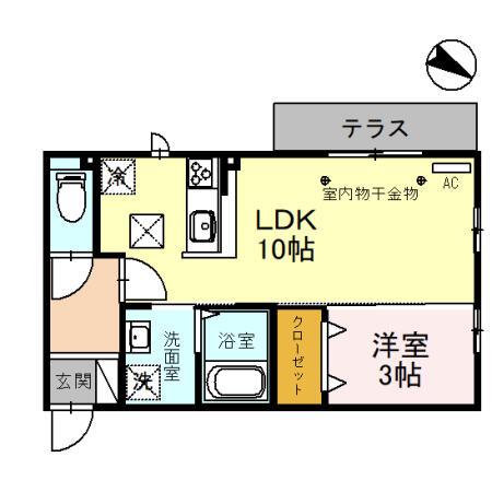 BELLE CUBE(1LDK/1階)の間取り写真