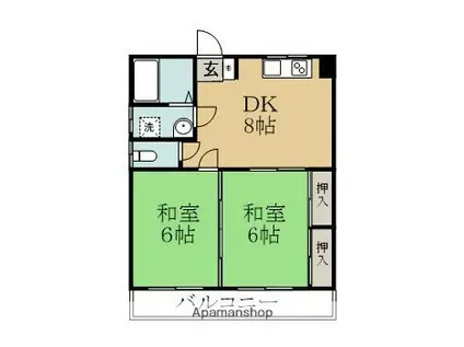 ゆとり90(2DK/3階)の間取り写真