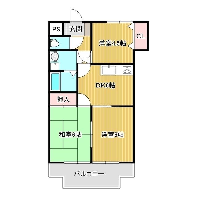 DESEO竹園(3DK/3階)の間取り写真