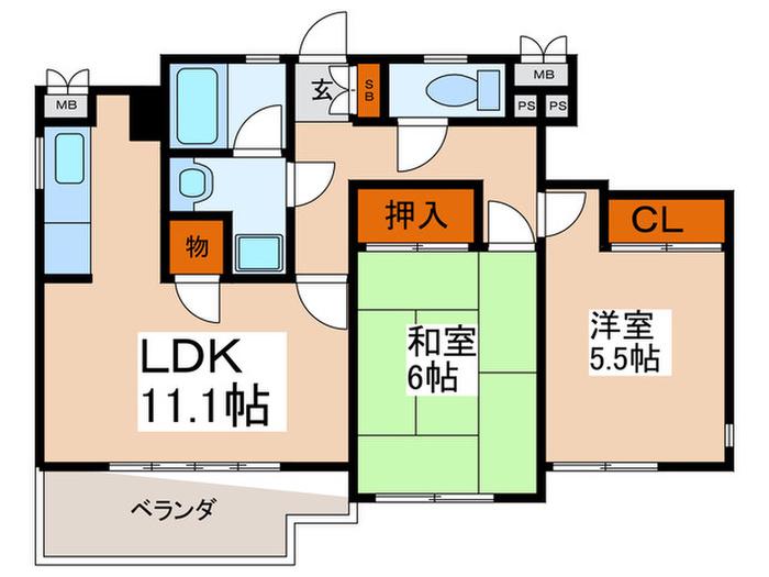 ルミエール荻窪(2LDK/1階)の間取り写真