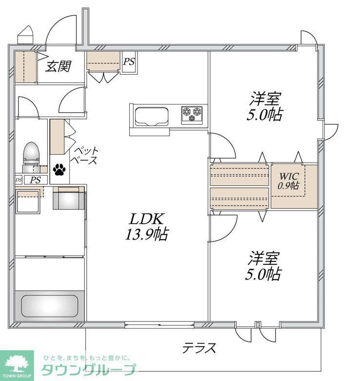 TILIOS(2LDK/1階)の間取り写真