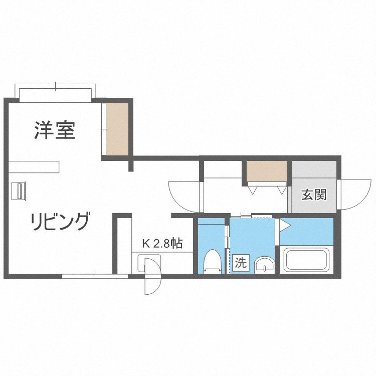札幌市電 東本願寺前駅 徒歩7分 4階建 築11年(1LDK/2階)の間取り写真