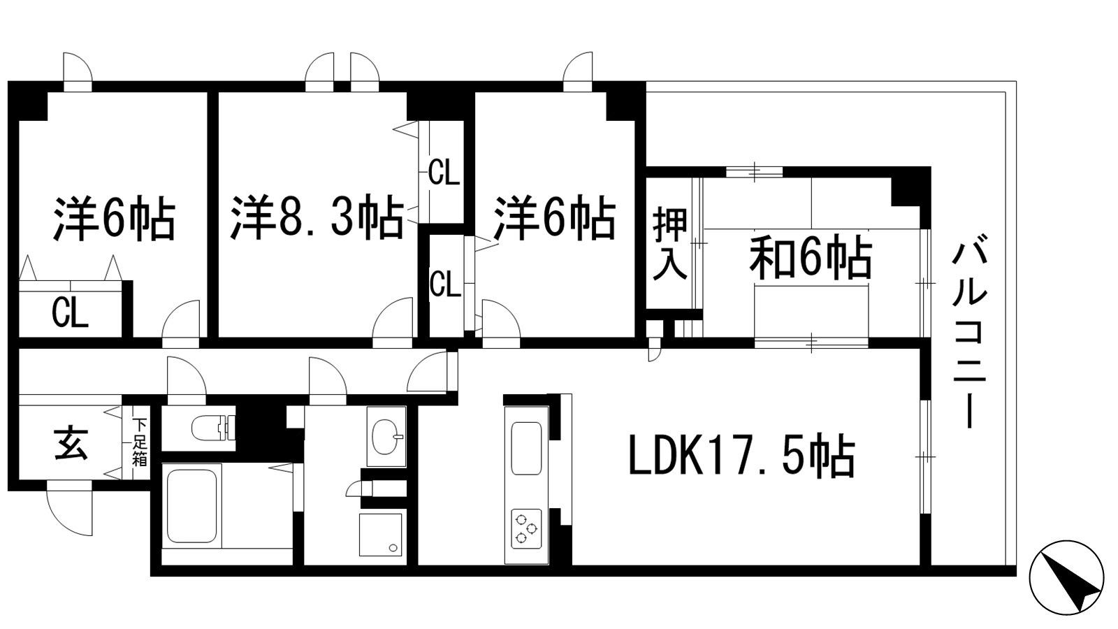 グランヴェール雲雀丘(4LDK/2階)の間取り写真