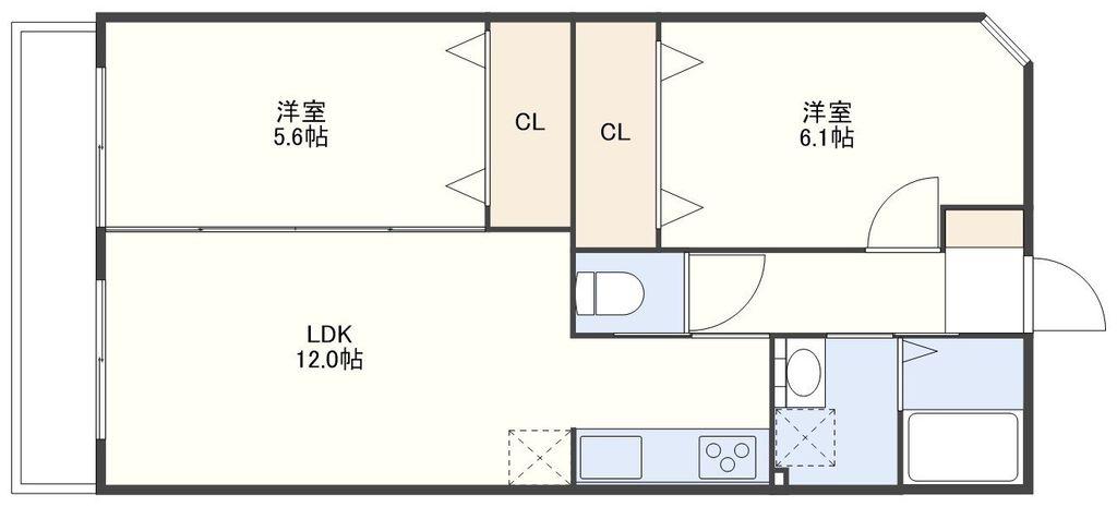 シーアンドスター赤迫(2LDK/4階)の間取り写真