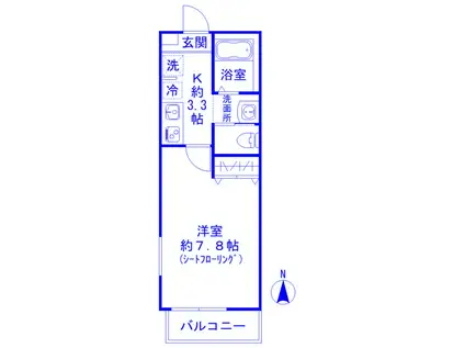 ラミアアルテ西大宮(1K/1階)の間取り写真