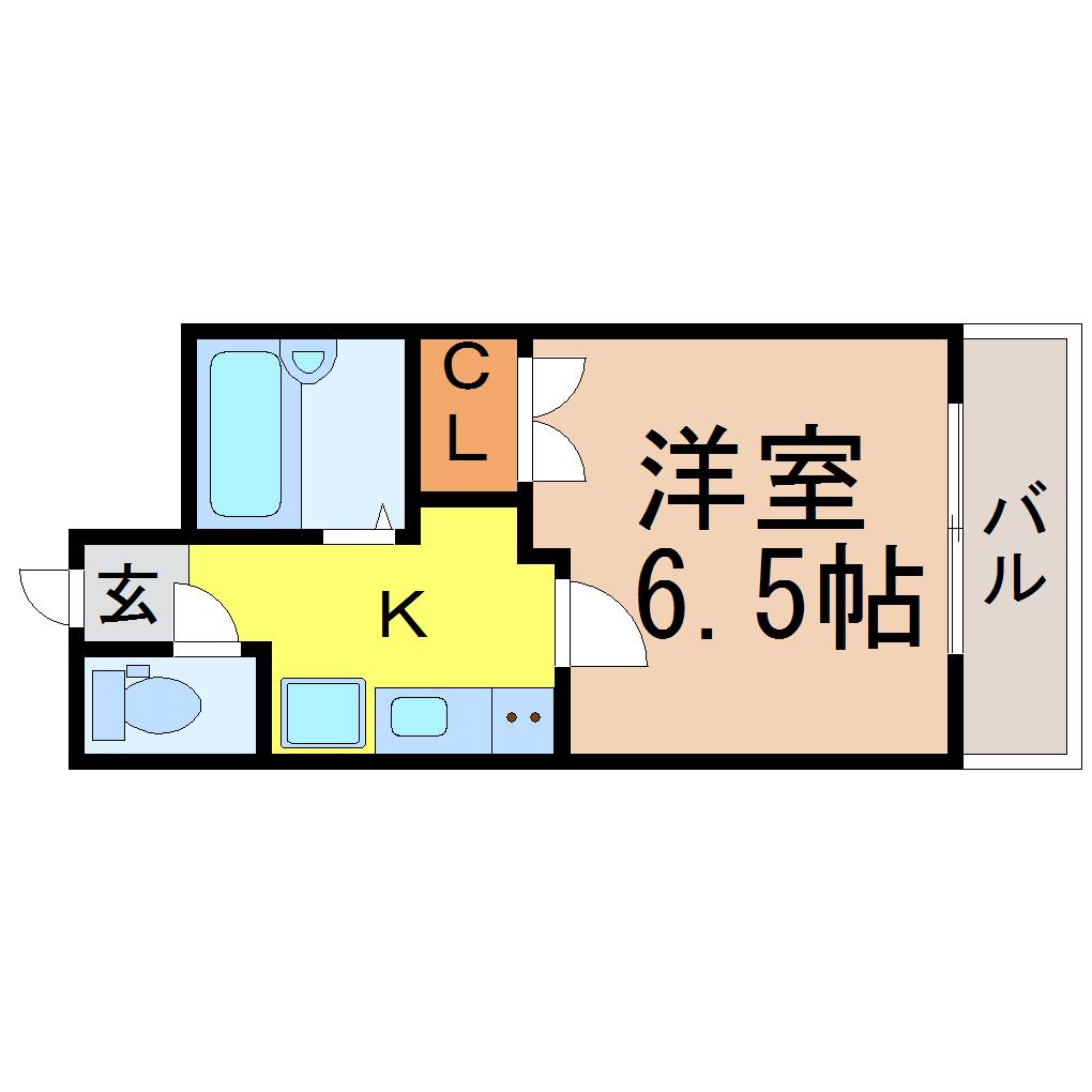 荒畑ビリーブ館(1K/1階)の間取り写真