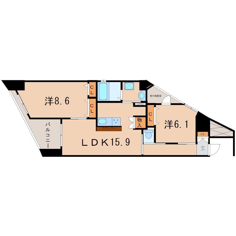 シェーンブルン羽鷹(2LDK/3階)の間取り写真