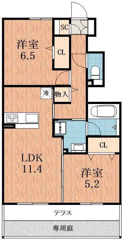 パークハイム(2LDK/1階)の間取り写真