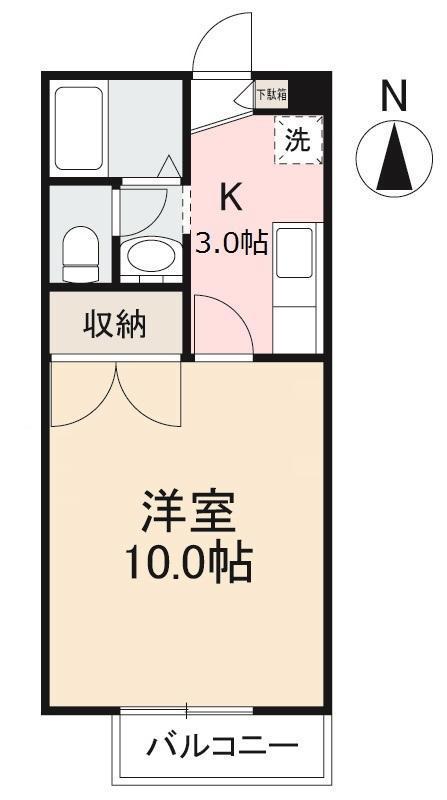 ボヌール30 A・B・C棟(1K/1階)の間取り写真