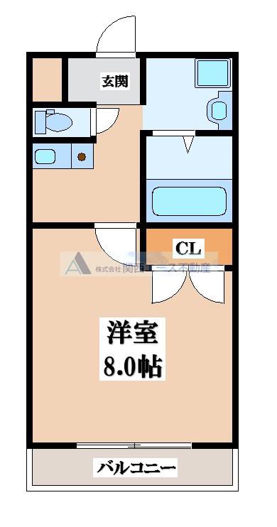 エイチ・ツー・オー新町II(1K/3階)の間取り写真