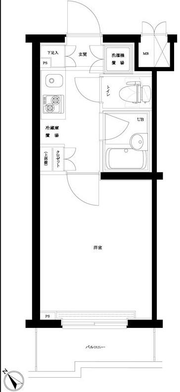 ルーブル武蔵中原(1K/1階)の間取り写真