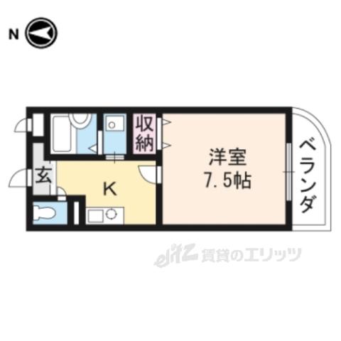 グランフォルム西向日(1K/3階)の間取り写真