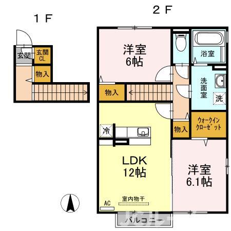 妙高はねうまライン 高田駅(新潟) 徒歩39分 2階建 築11年(2LDK/2階)の間取り写真