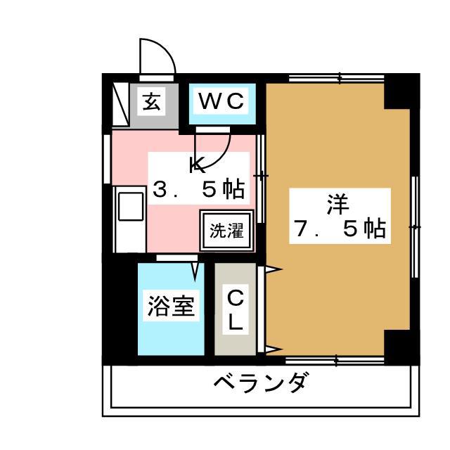 高橋ビル(1K/2階)の間取り写真