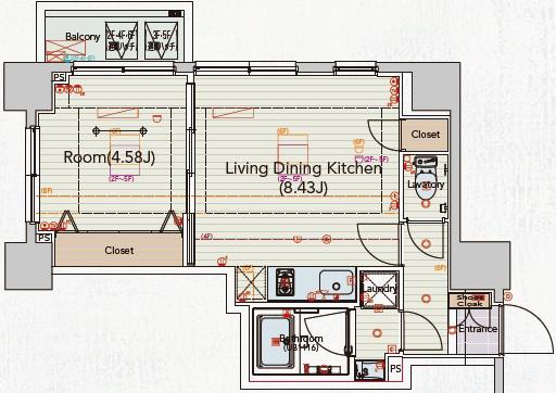 ビバリーホームズ東尾久(1LDK/4階)の間取り写真