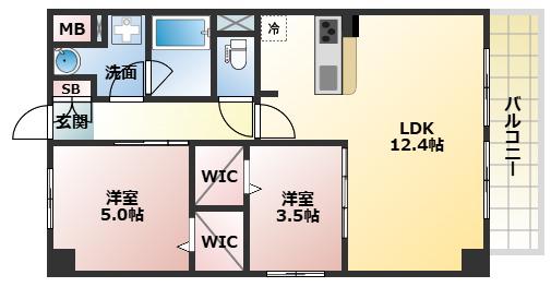 KG ソフィア アベノ播磨町(2LDK/6階)の間取り写真