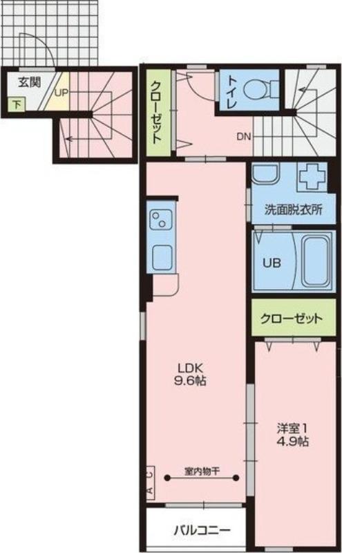 PLUM吉岡(1LDK/2階)の間取り写真