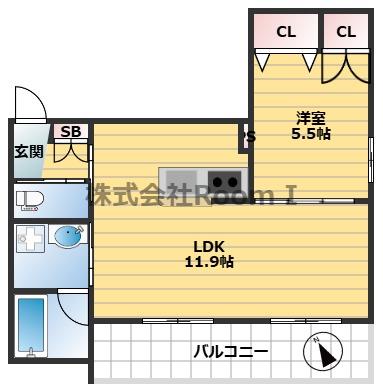 グランソレイユ安立(1LDK/2階)の間取り写真