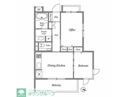 レジデンス桜新町スクエア(2DK/3階)の間取り写真