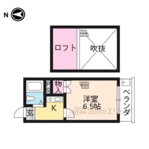 パヴィオンドラレーヌ(1K/2階)の間取り写真