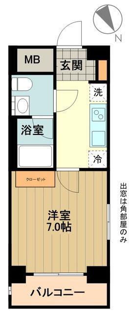 グランドコンシェルジュ立川(1K/2階)の間取り写真