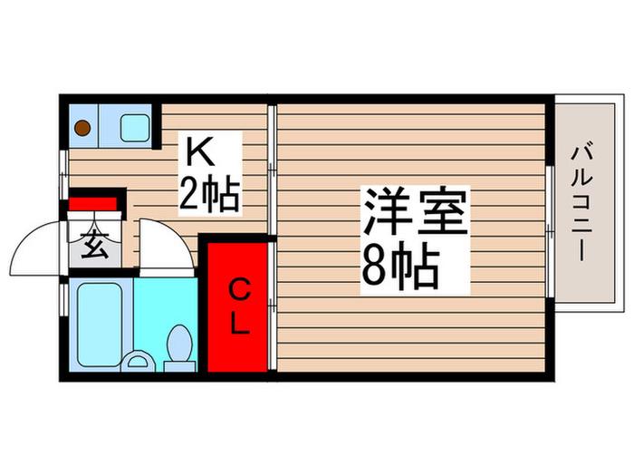 チェスターフィールド(1K/2階)の間取り写真