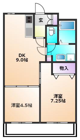 メゾンホシノ(1LDK/3階)の間取り写真