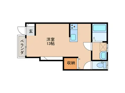 グラムハウス伍番館(ワンルーム/1階)の間取り写真