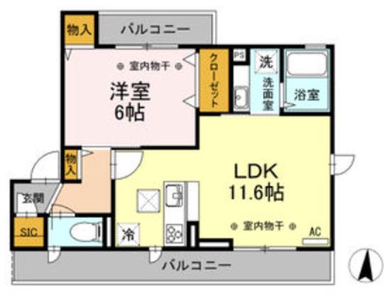 コージーコート・F(1LDK/2階)の間取り写真