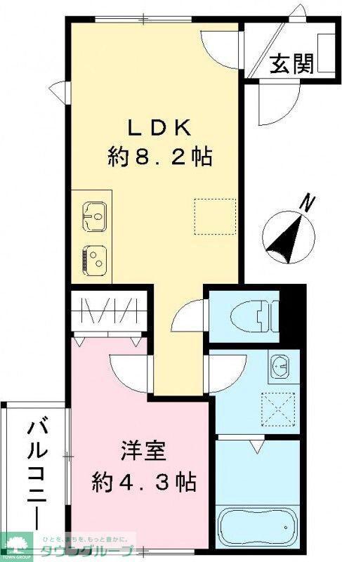 六本木ルガロ(1LDK/2階)の間取り写真