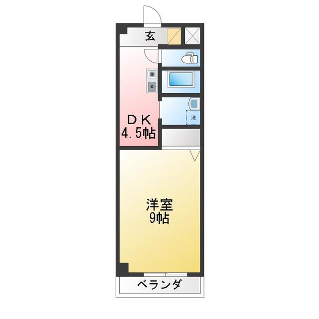 M.FLAT(1DK/3階)の間取り写真