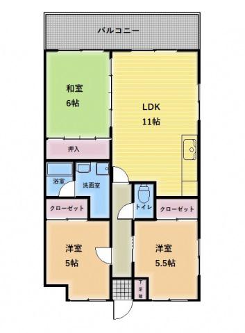 セゾン春日(3LDK/3階)の間取り写真