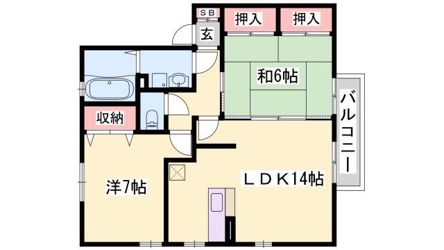ローテローゼ自由が丘(2LDK/2階)の間取り写真