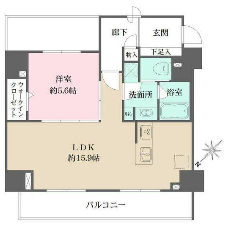 ザ・パークメゾン東大井(1LDK/9階)の間取り写真