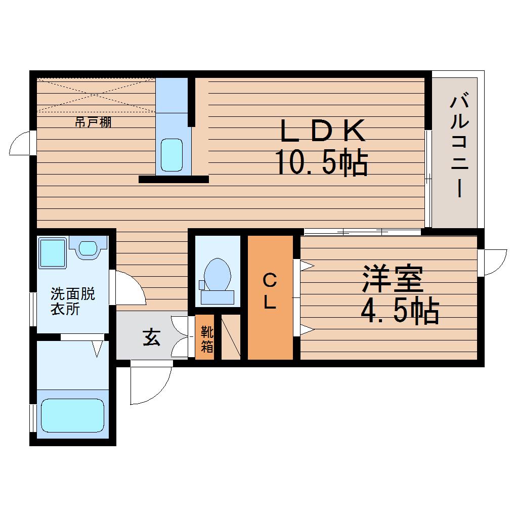 ラ・グラシューズ(1LDK/2階)の間取り写真