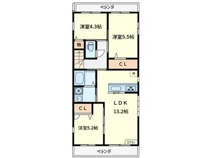 SPLENDEUR富浜(3LDK/1階)の間取り写真