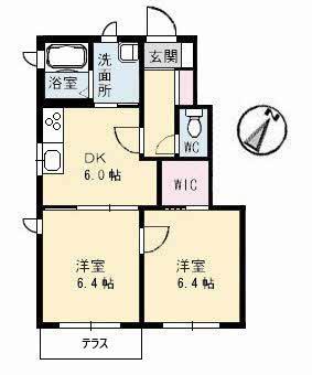 イデアルメゾンA棟(2DK/1階)の間取り写真