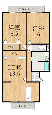 ヒロタコーポII(2LDK/1階)の間取り写真
