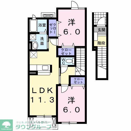 グランツB(2LDK/2階)の間取り写真