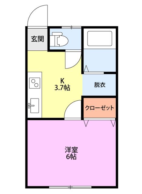 コーポ西千手(1K/2階)の間取り写真