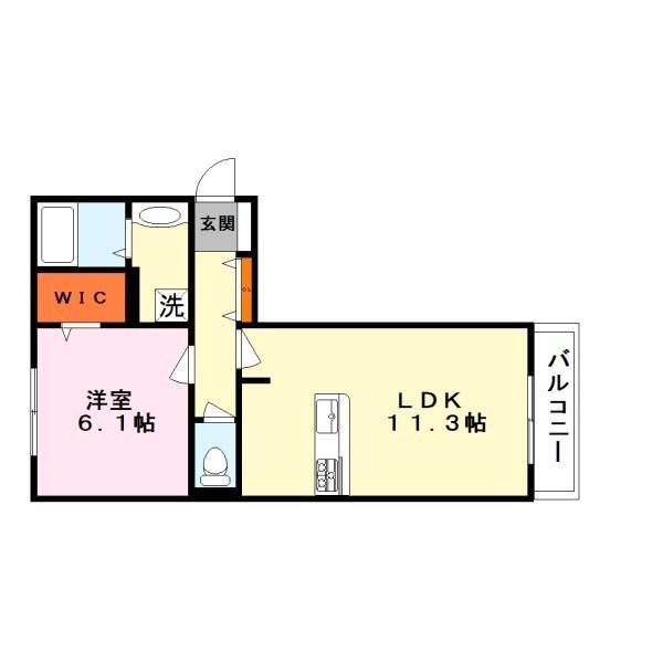 ＪＲ東海道本線 草津駅(滋賀) 徒歩20分 3階建 築13年(1LDK/2階)の間取り写真