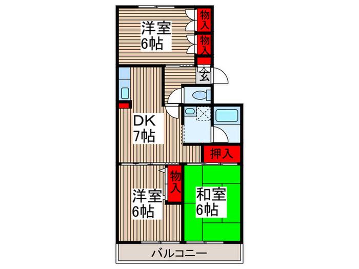 パビヨンリヴール(3DK/2階)の間取り写真