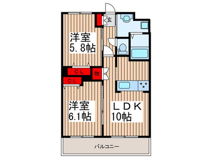 BON CHIC(2LDK/3階)の間取り写真