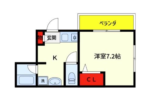 ウエストヴィレッジ(1K/3階)の間取り写真