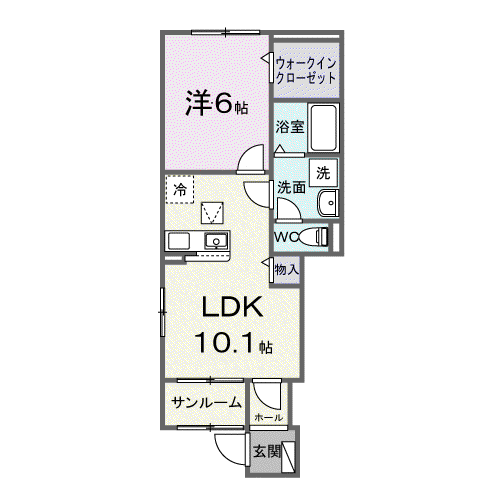 ビラ・アンダンテ(1LDK/1階)の間取り写真