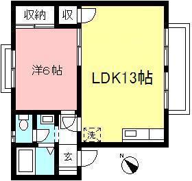 グリーンアルト(1LDK/2階)の間取り写真