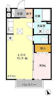 ヴェルデュールII(1LDK/1階)の間取り写真