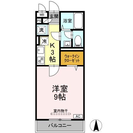 カレント上板橋(1K/1階)の間取り写真